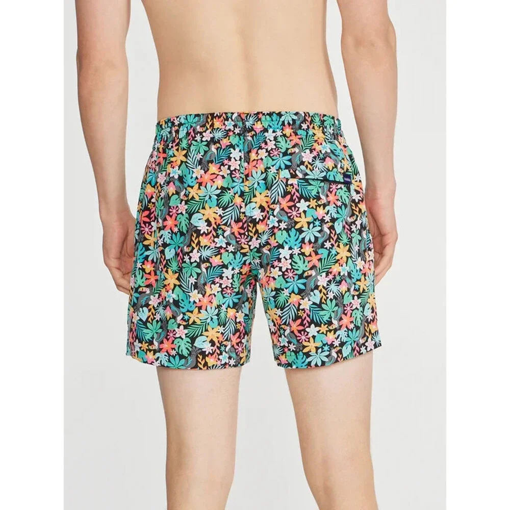 Chubbies The Bloomerangs Swim Trunk Men 2XL Black Floral Drawstring Waist FTS972